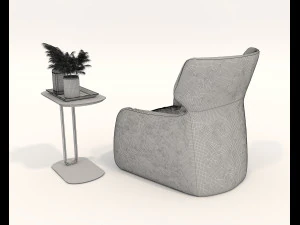 Contemporary Style Coffee Table and Armchair 14 3D Model