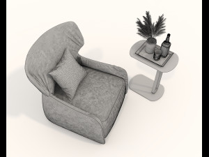 Contemporary Style Coffee Table and Armchair 14 3Dモデル