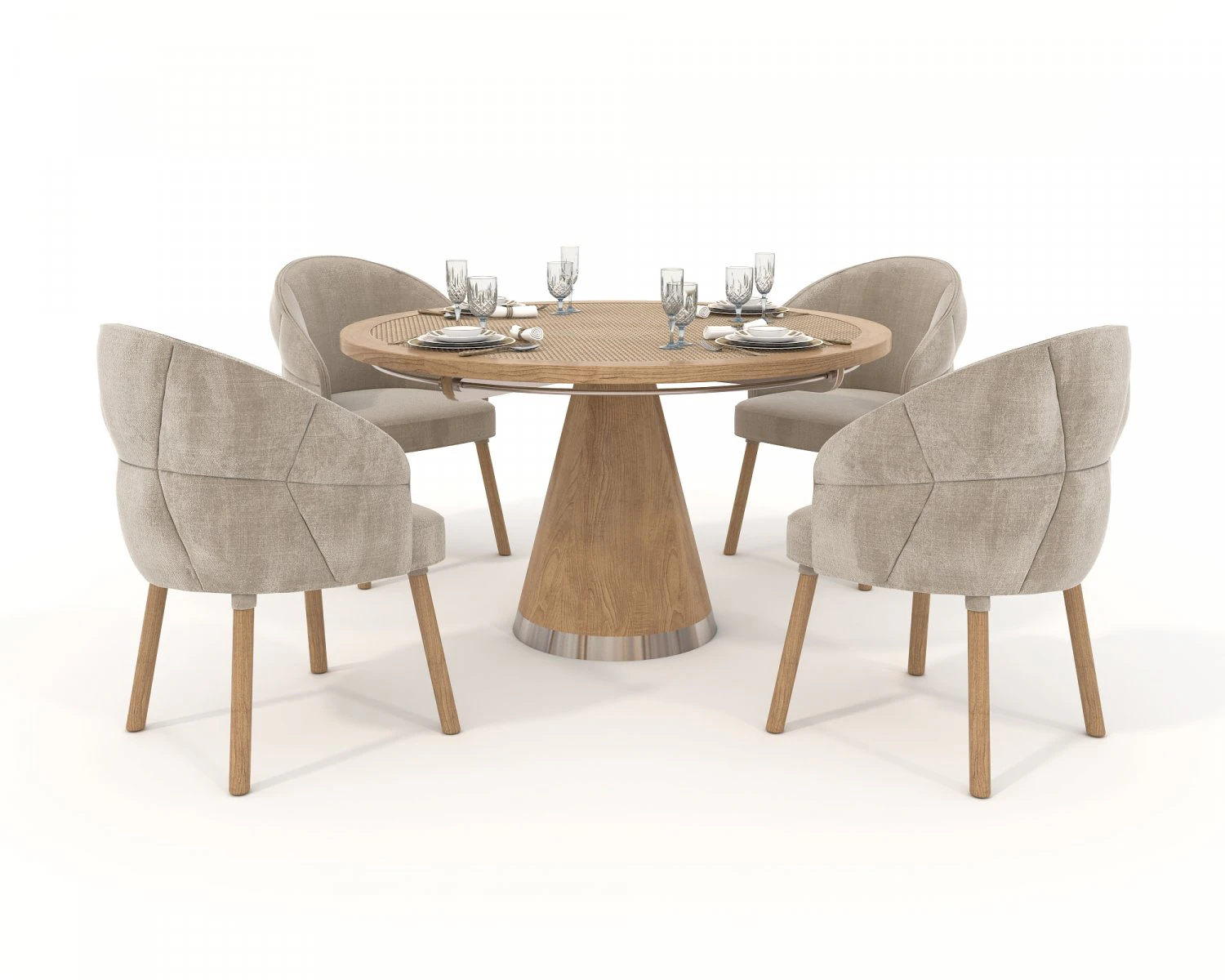 Modern Style Table and Chairs 14 3D Model .c4d .max .obj .3ds .fbx .stl .blend 