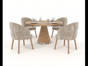 Modern Style Table and Chairs 14 3D Model