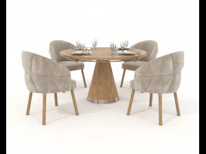 Moderne stijltafel en stoelen 14 3D Model