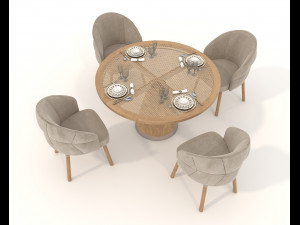 Modern Style Table and Chairs 14 Model 3D