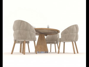 Modern Style Table and Chairs 14 Model 3D