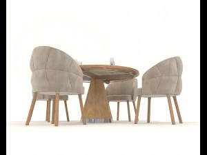 Modern Style Table and Chairs 14 3D Model