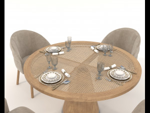 Modern Style Table and Chairs 14 Model 3D