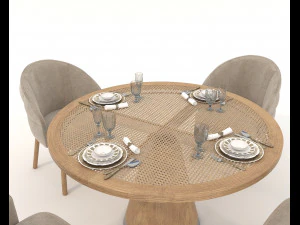 Modern Style Table and Chairs 14 3D Model