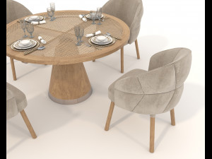 Modern Style Table and Chairs 14 Model 3D