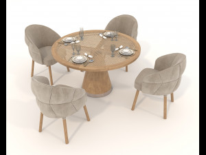 Modern Style Table and Chairs 14 Model 3D