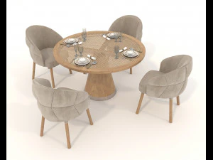Modern Style Table and Chairs 14 3D Model