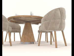 Modern Style Table and Chairs 14 Model 3D