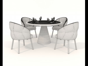 Modern Style Table and Chairs 14 Model 3D