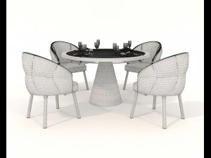 Modern Style Table and Chairs 14 3D Model