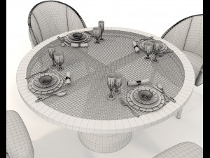 Modern Style Table and Chairs 14 Model 3D