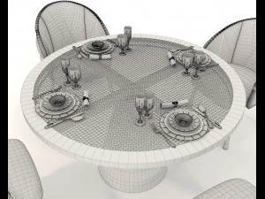 Modern Style Table and Chairs 14 3D Model