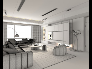 Modern Living Room Scene 2 Model 3D