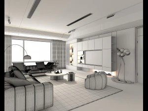 Modern Living Room Scene 2 3D Model