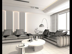Modern Living Room Scene 2 3D Model