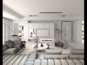 Modern Living Room Scene 2 Model 3D