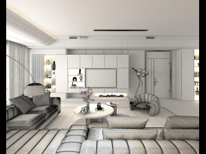 Modern Living Room Scene 2 3D Model