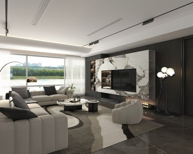 Modern Living Room Scene 2 Model 3D .c4d .max .obj .3ds .fbx .stl .blend 