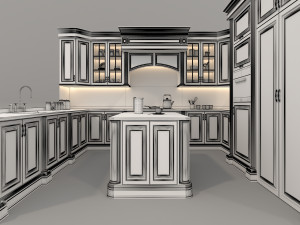 European Style Kitchen 6 3D Модель