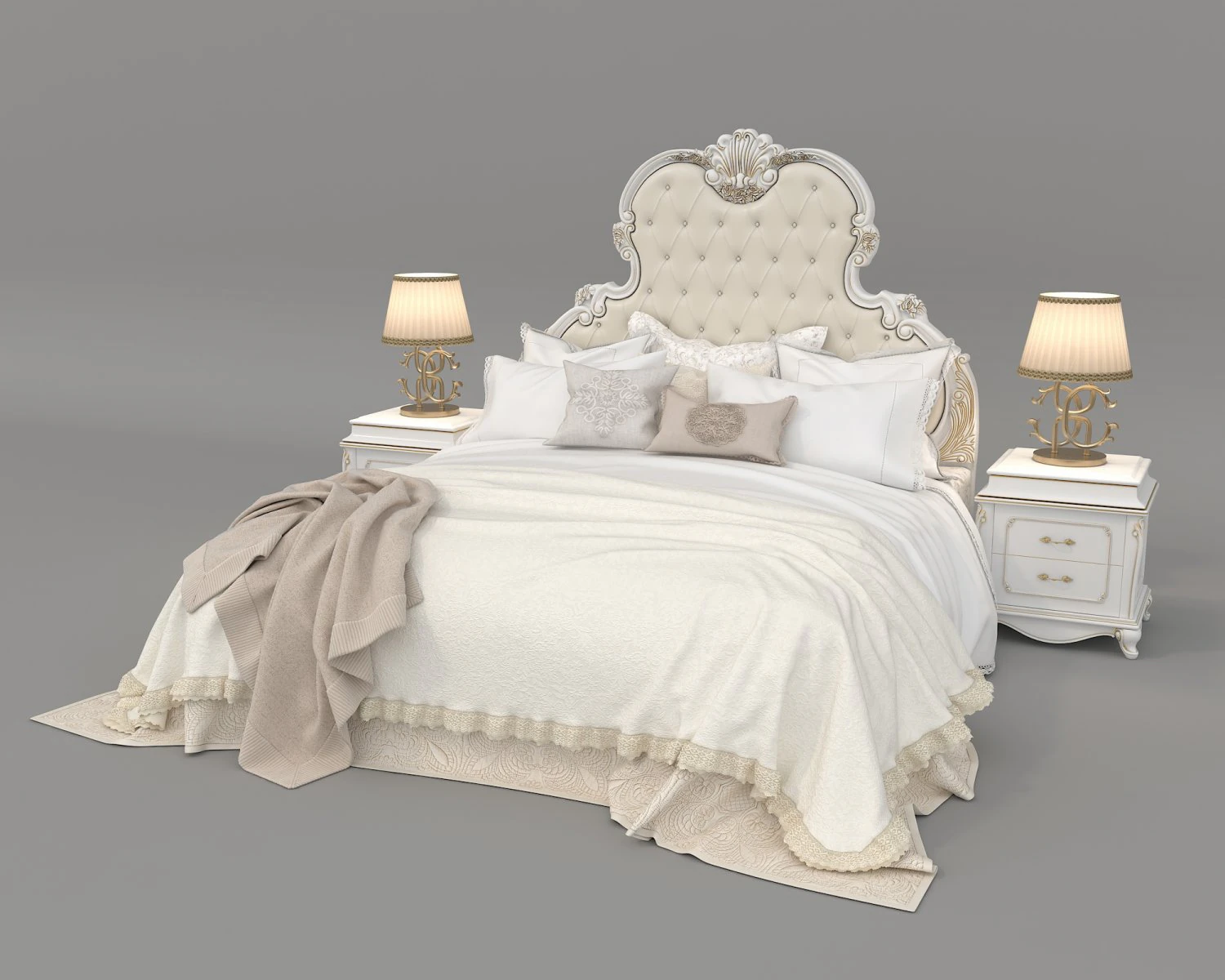 European Style Bed Set 19 3D Model .c4d .max .obj .3ds .fbx .stl .blend 