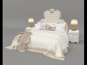 Juego de cama estilo europeo 19 Modelo 3D