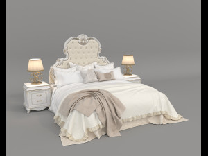 European Style Bed Set 19 3D 모델