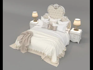 European Style Bed Set 19 3D Model