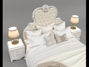 European Style Bed Set 19 3D Model
