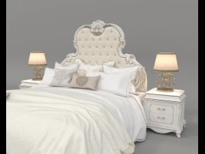 European Style Bed Set 19 3D Model