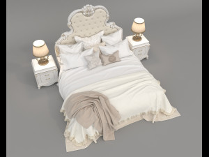 European Style Bed Set 19 3D 모델