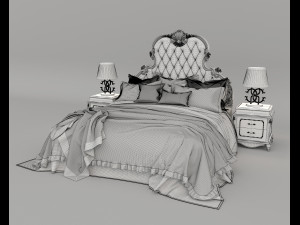 European Style Bed Set 19 3D 모델