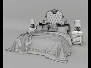 European Style Bed Set 19 3D Model