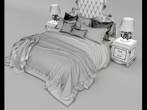 European Style Bed Set 19 3D Model