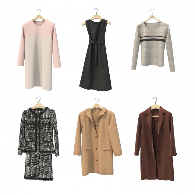 Clothing on Hanger 11 Model 3D .c4d .max .obj .3ds .fbx .stl .blend 