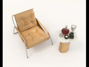 Contemporary Style Coffee Table and Armchair 15 3D Model