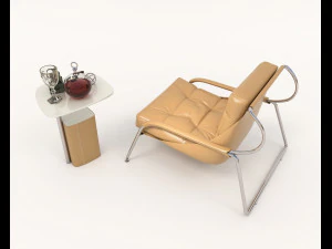 Contemporary Style Coffee Table and Armchair 15 3D Model