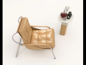 Contemporary Style Coffee Table and Armchair 15 3D Model