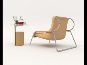 Contemporary Style Coffee Table and Armchair 15 Modelo 3D