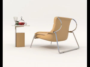 Contemporary Style Coffee Table and Armchair 15 3D Model