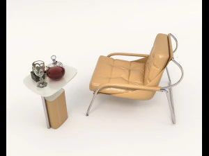Contemporary Style Coffee Table and Armchair 15 3D Model