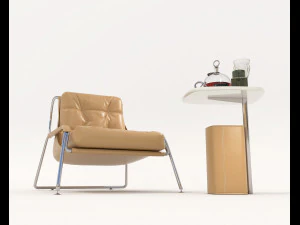 Contemporary Style Coffee Table and Armchair 15 3D Model