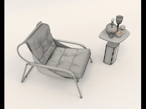 Contemporary Style Coffee Table and Armchair 15 3D Model