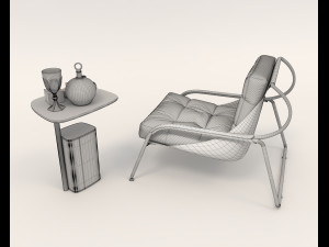 Contemporary Style Coffee Table and Armchair 15 Modelo 3D