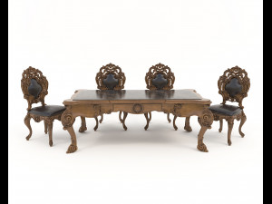 Classic Dining Table and Chairs 20 3D Модель