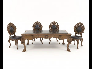 Classic Dining Table and Chairs 20 3D Model