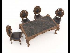 Classic Dining Table and Chairs 20 3D Модель