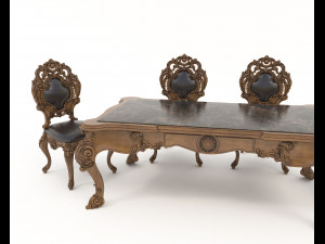 Classic Dining Table and Chairs 20 3D Модель