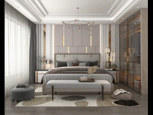 Moderne Schlafzimmer-Innenszene 22 3D Modell